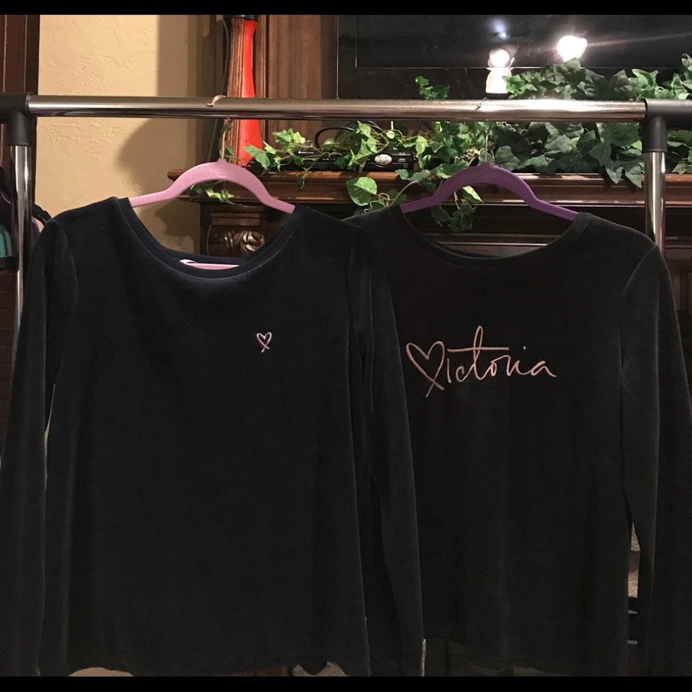 💕💕2-NWT, VS Black Velour Longsleeve shirts💕💕